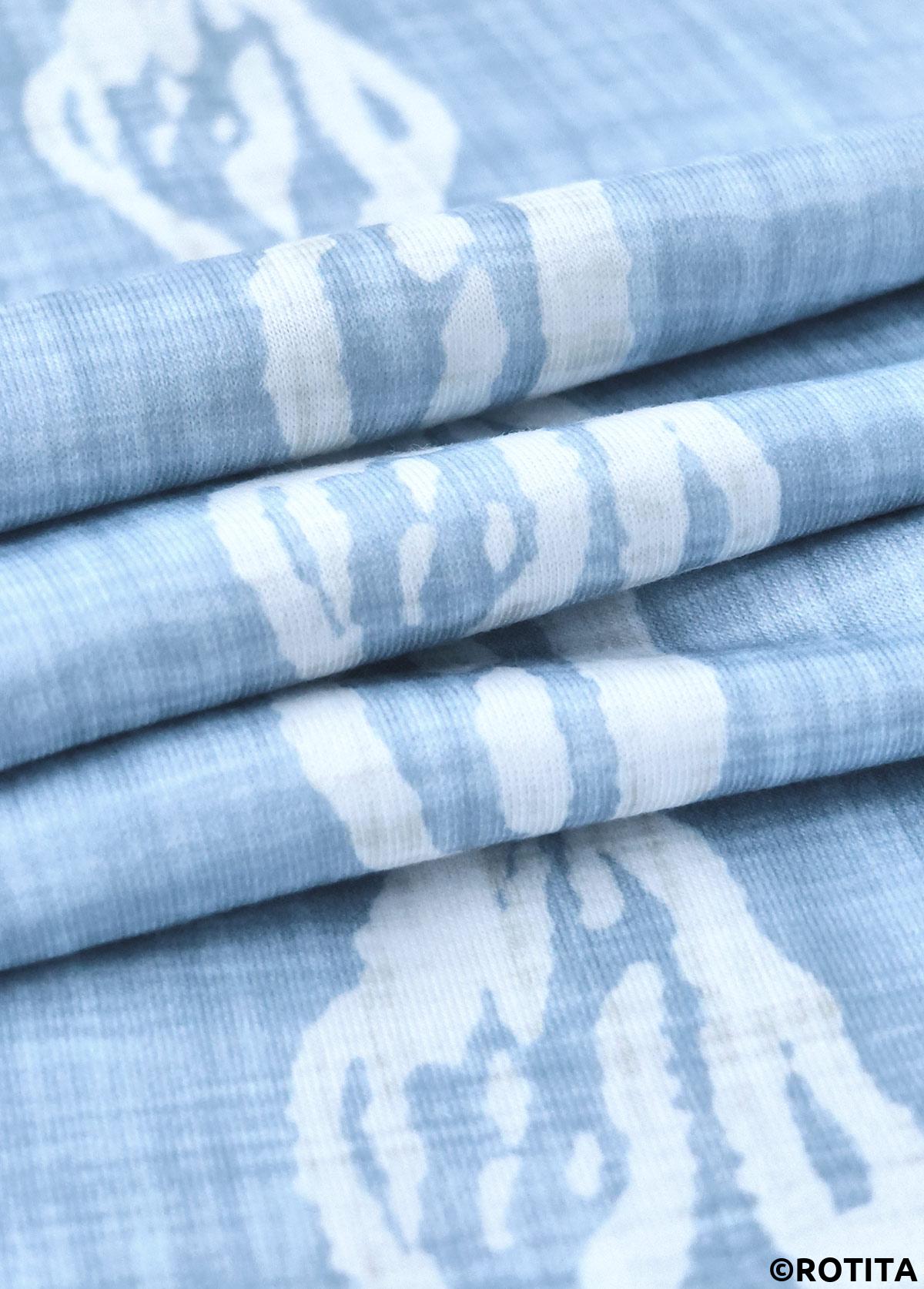 Light Blue dresses,Animal Print dresses,Everyday dresses,Casual dresses,ROTITA Circular Ring Tropical Plants Print Light Blue Strappy Dress