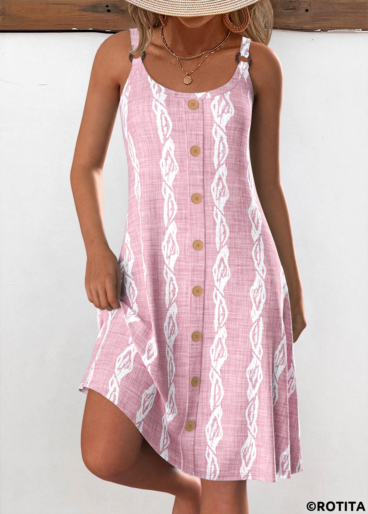 Plants dresses,Everyday dresses,Casual dresses,ROTITA Circular Ring Tropical Plants Print Mint Green Strappy Dress