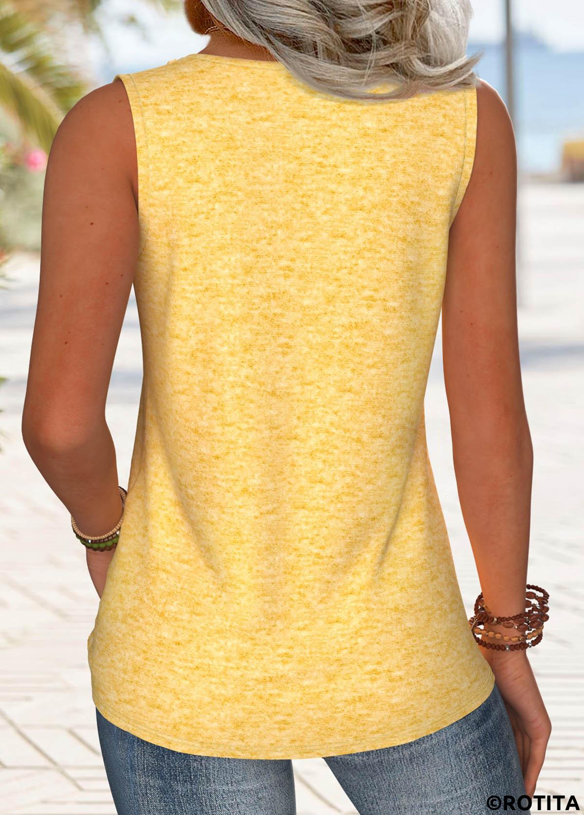 Yellow plus size,Animal Print plus size,ROTITA Plus Size Circular Ring Yellow Butterfly Print Tank Top