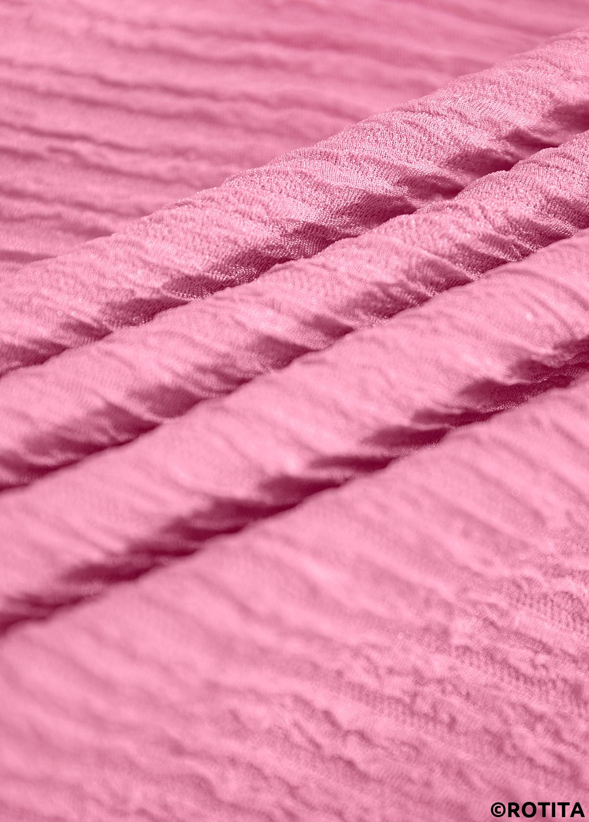 Pink tops,Plain Color tops,ROTITA Jacquard Pink Asymmetrical Neck Short Sleeve T Shirt