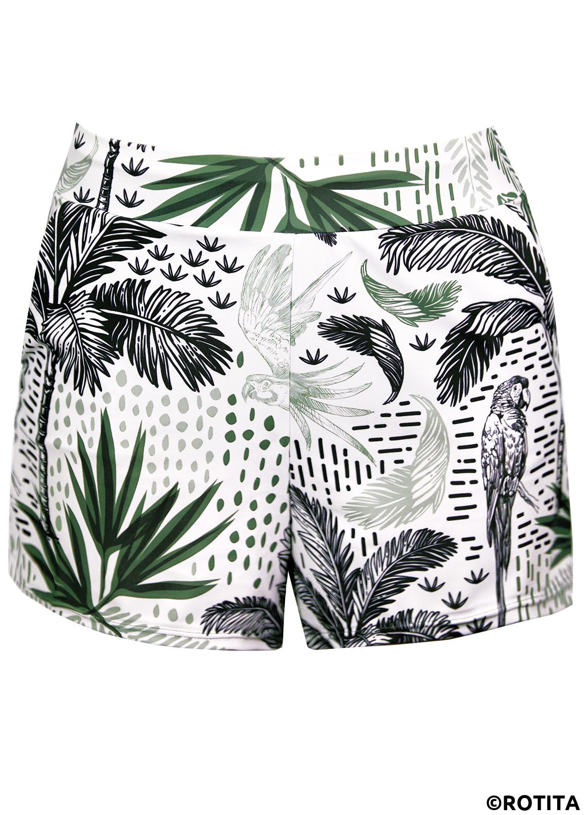 Green swimwear,Plants swimwear,ROTITA Lace Up Green Leaf Print Tankini Set