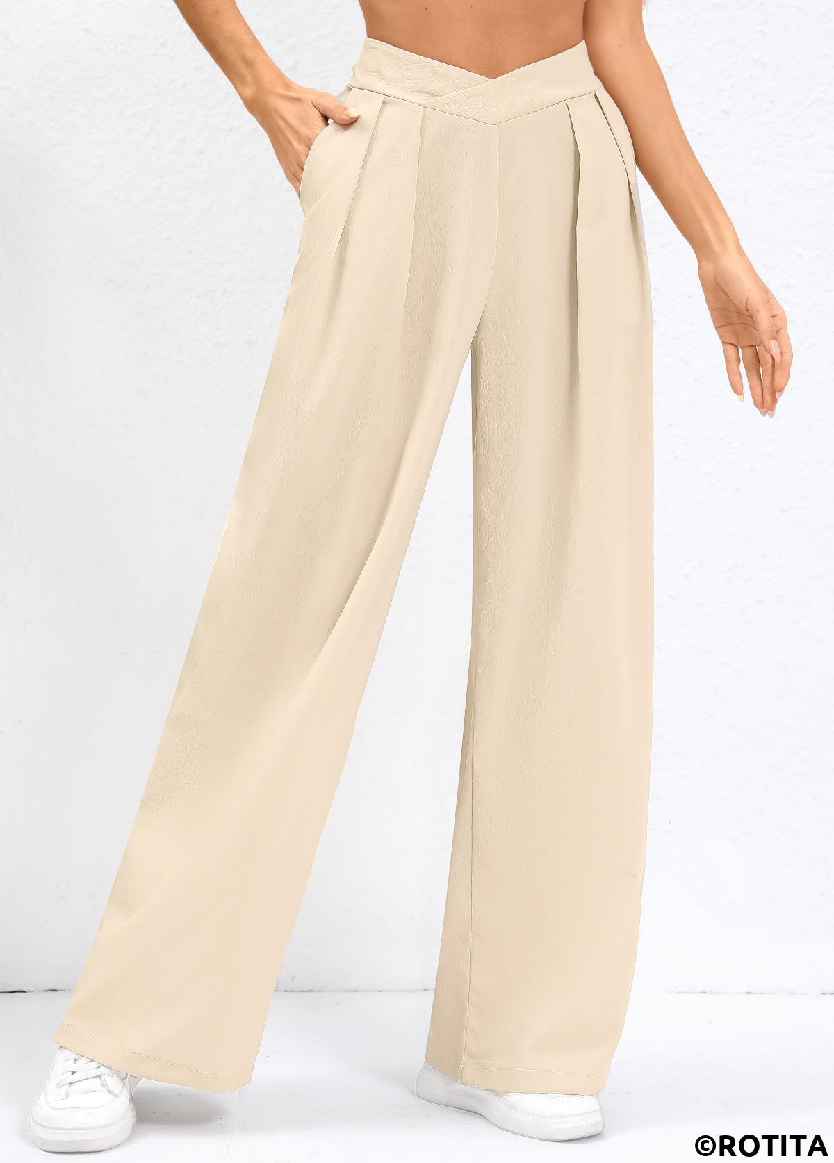 pantalon taille haute coupe droite camel clair
