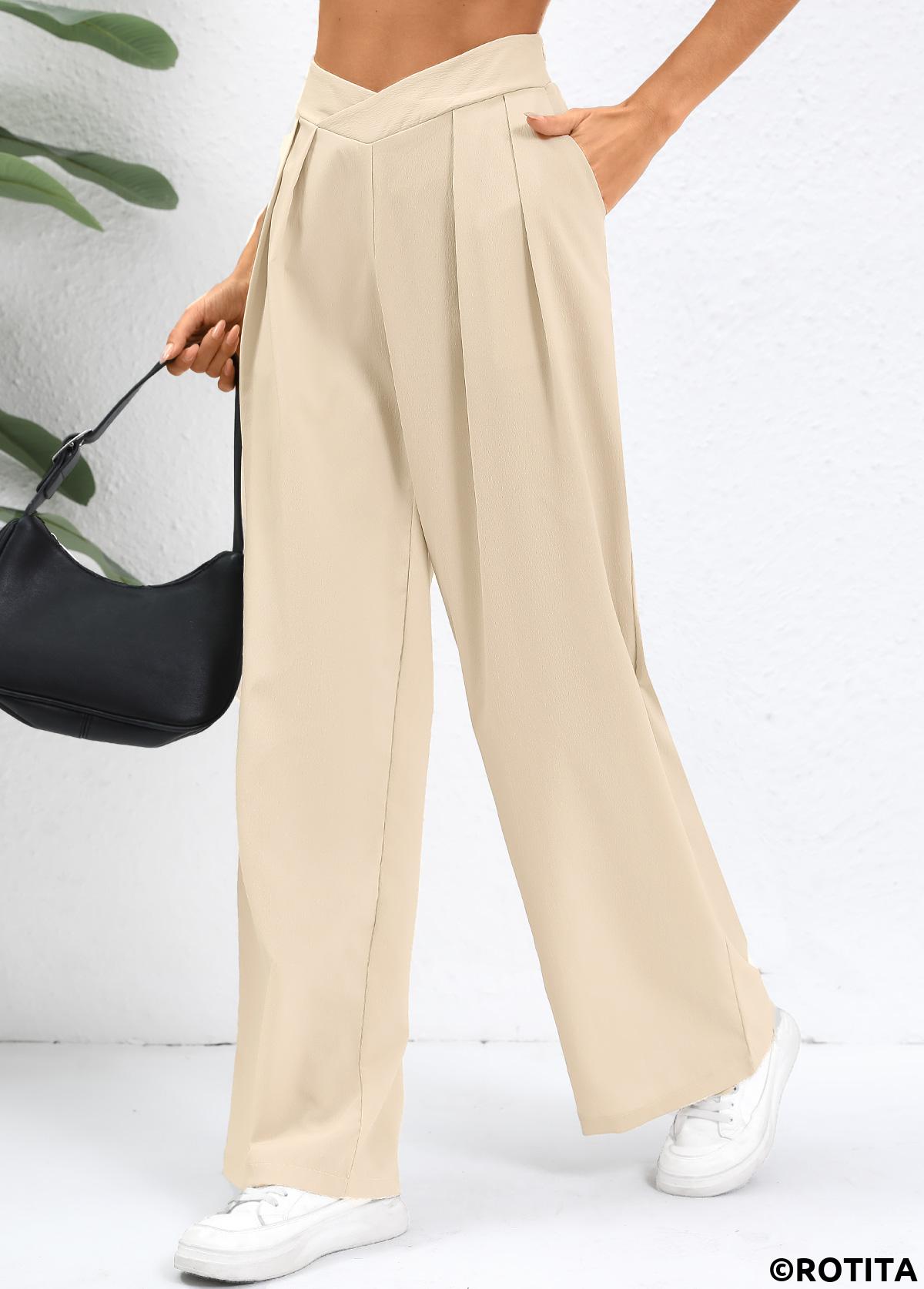 pantalon taille haute coupe droite camel clair
