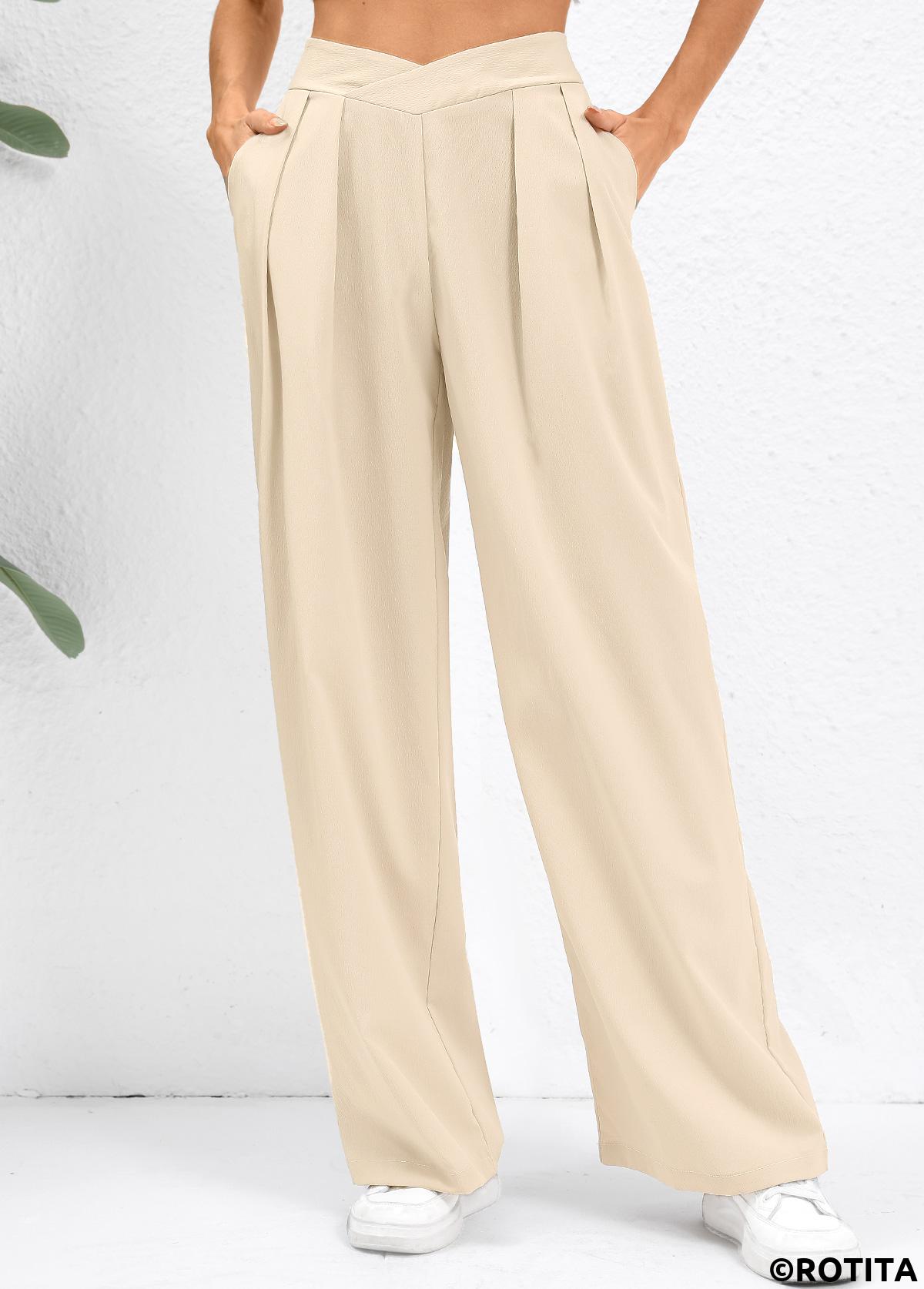 pantalon taille haute coupe droite camel clair