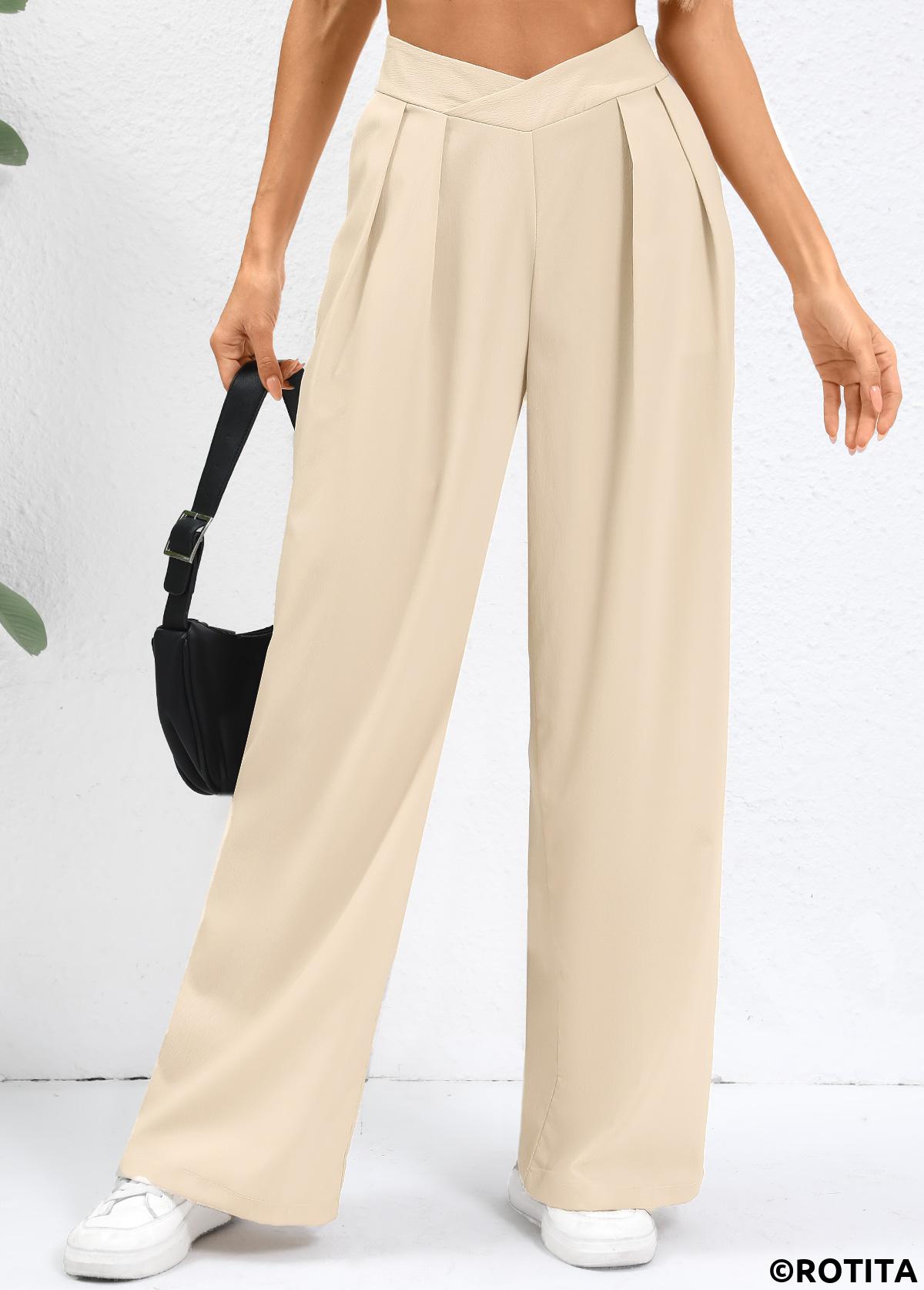 pantalon taille haute coupe droite camel clair