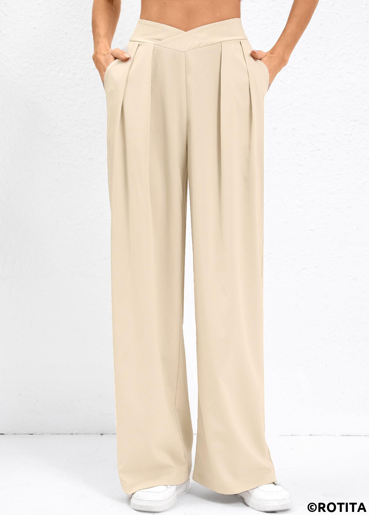 pantalon taille haute coupe droite camel clair