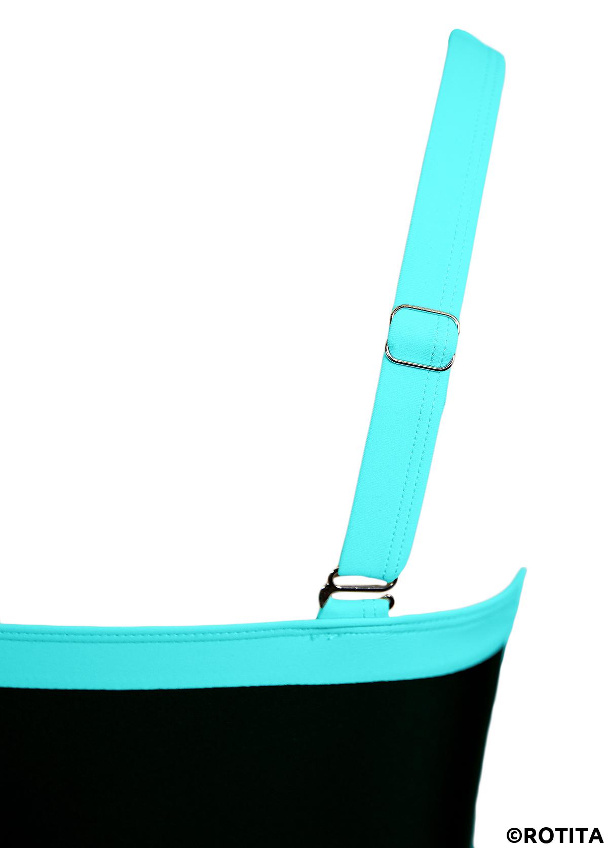 Cyan swimwear,Black swimwear,Ombre swimwear,ROTITA Drawstring Cyan Ombre One Piece Swimdress