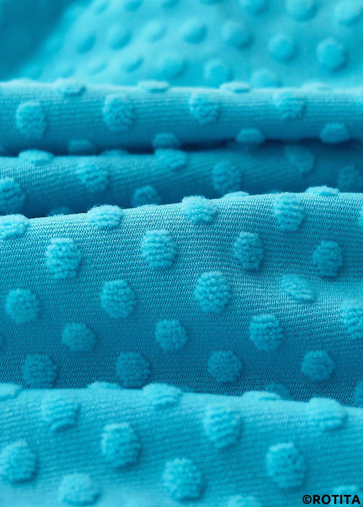Cyan swimwear,Plain Color swimwear,ROTITA Cut Out Cyan Patchwork One Piece Swimwear
