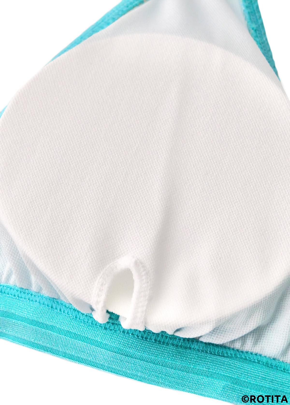 Cyan swimwear,Plain Color swimwear,ROTITA Lace V-Neck Cyan One Piece Swimwear and Bra