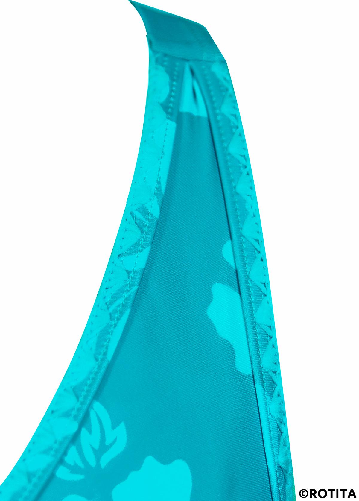 Cyan swimwear,Floral swimwear,Plants swimwear,ROTITA Criss Cross Cyan Floral Print Mid Waisted Tankini Set