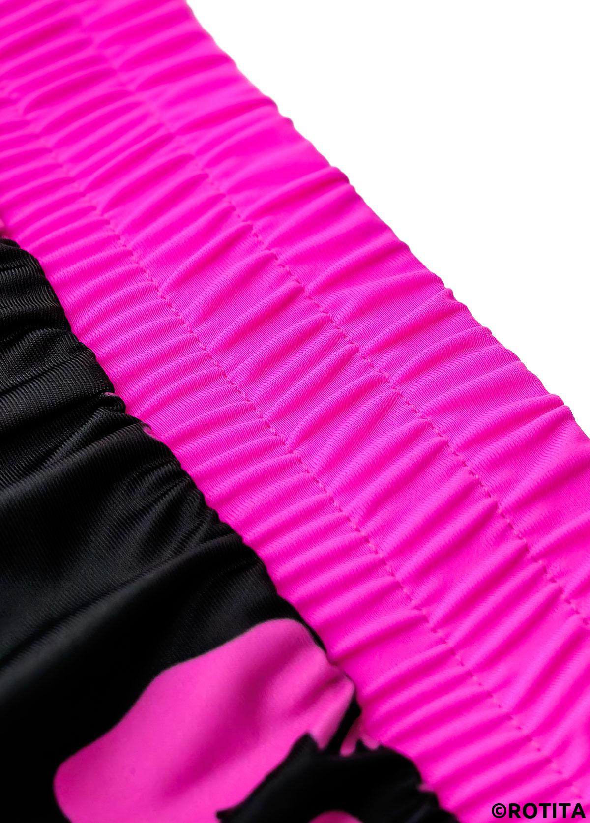 Hot Pink plus size,Floral plus size,Plants plus size,ROTITA Plus Size Mid Waisted Contrast Binding Tankini Set