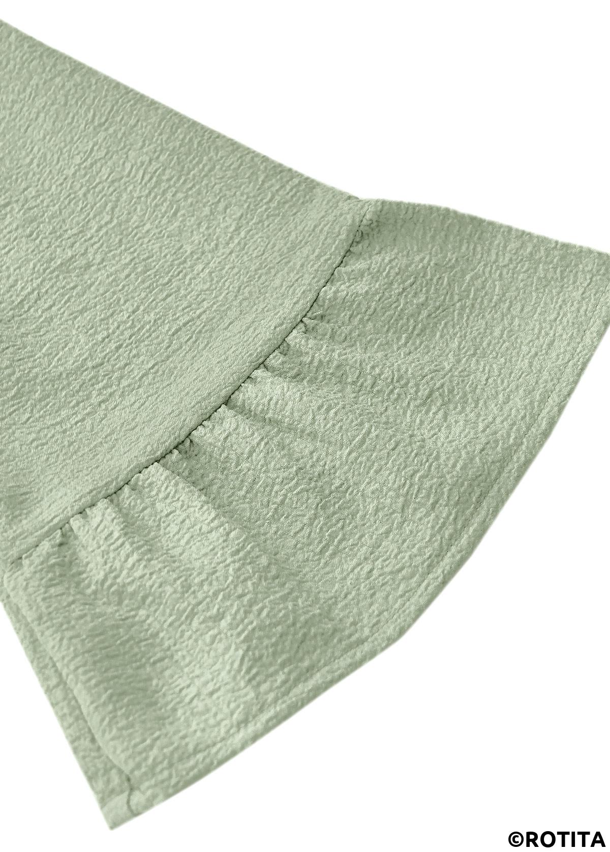 Sage Green dresses,Plain Color dresses,Everyday dresses,Casual dresses,ROTITA Button Sage Green A Line Split Neck Dress