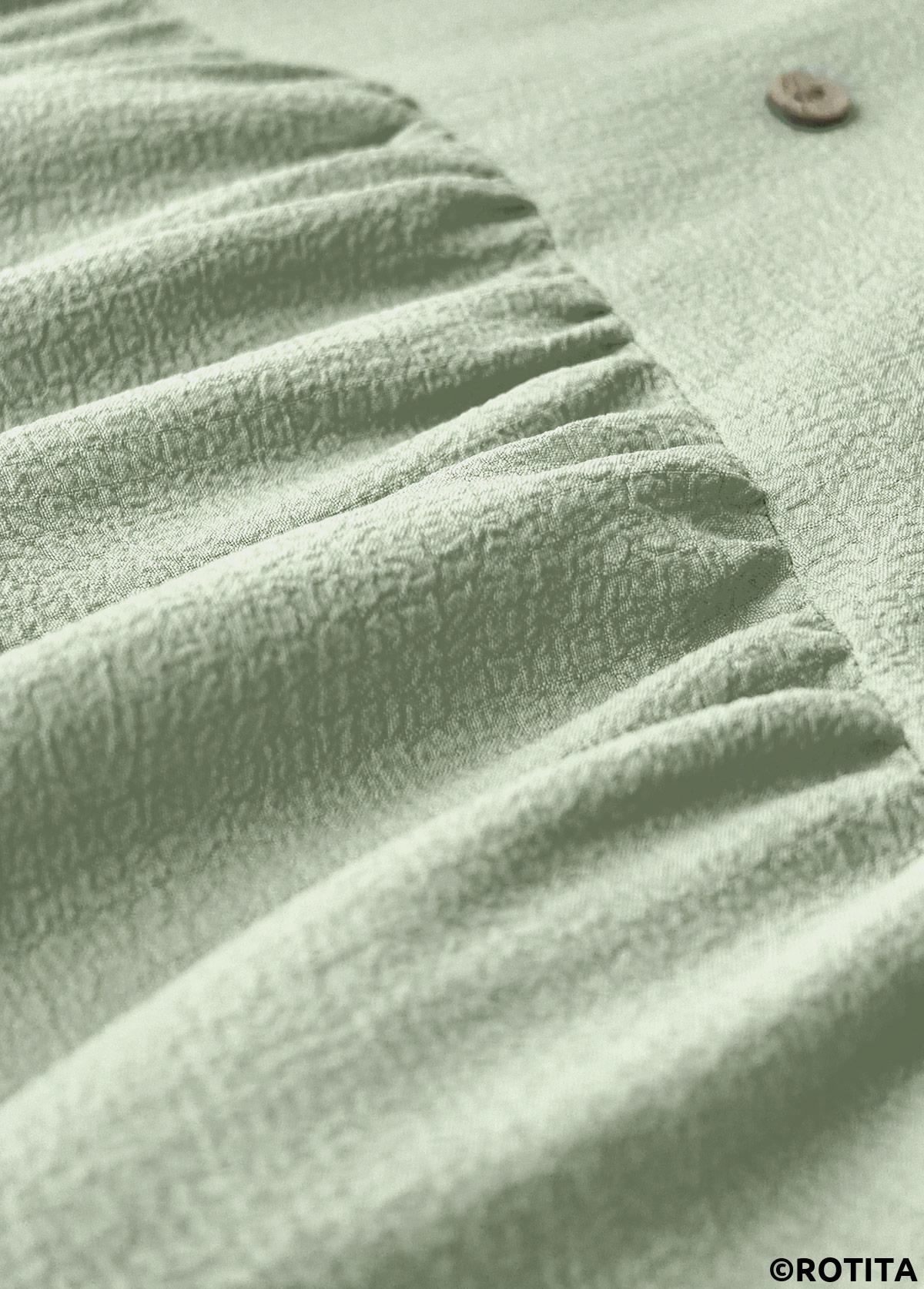 Sage Green dresses,Plain Color dresses,Everyday dresses,Casual dresses,ROTITA Button Sage Green A Line Split Neck Dress