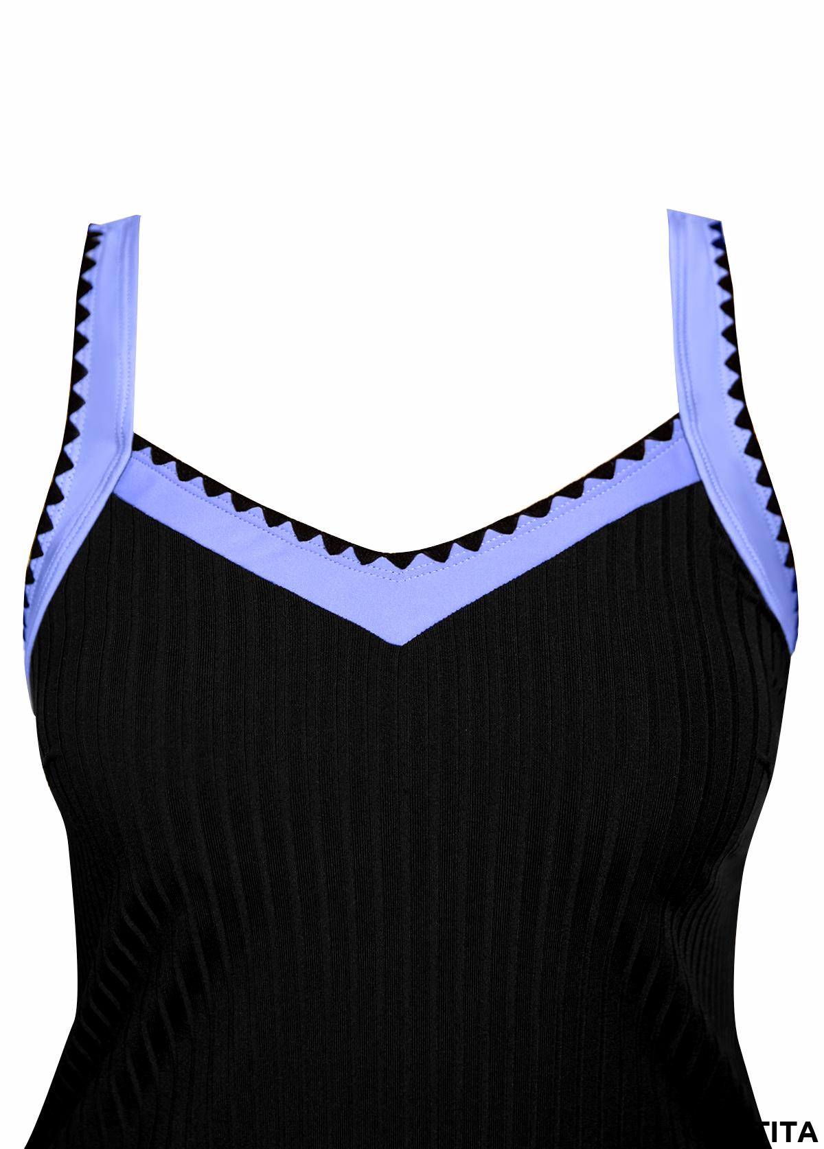 Black plus size,Floral plus size,Plants plus size,ROTITA Plus Size Mid Waisted Contrast Binding Black Tankini Set