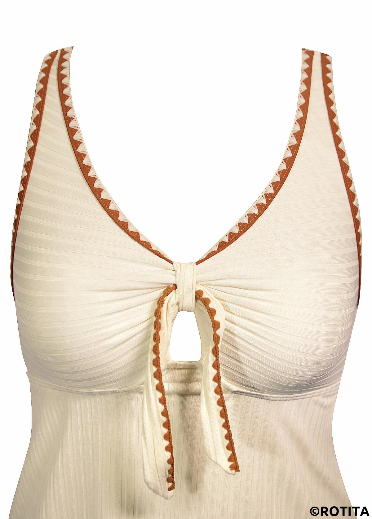 Beige swimwear,Plants swimwear,ROTITA Criss Cross Light Yellow Tropical Plants Print Tankini Set