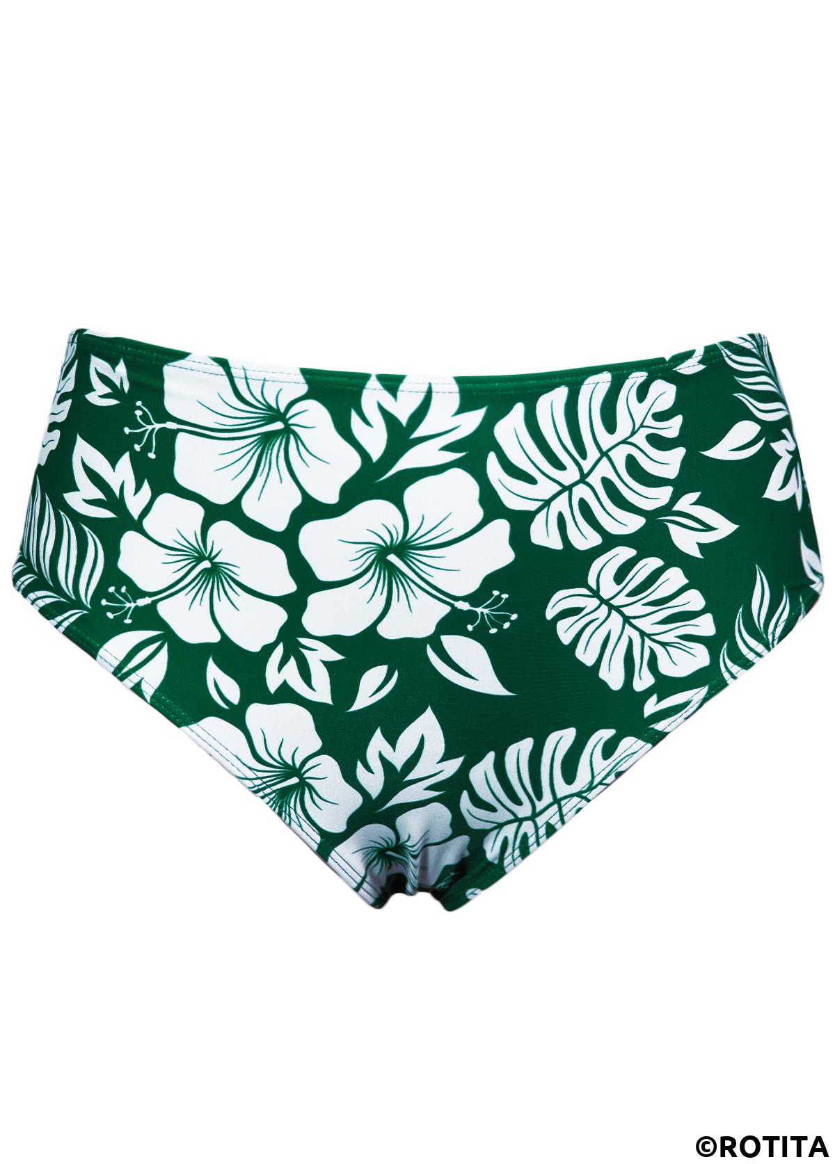 Blackish Green swimwear,Floral swimwear,Plants swimwear,ROTITA Criss Cross Blackish Green Floral Print Tankini Set