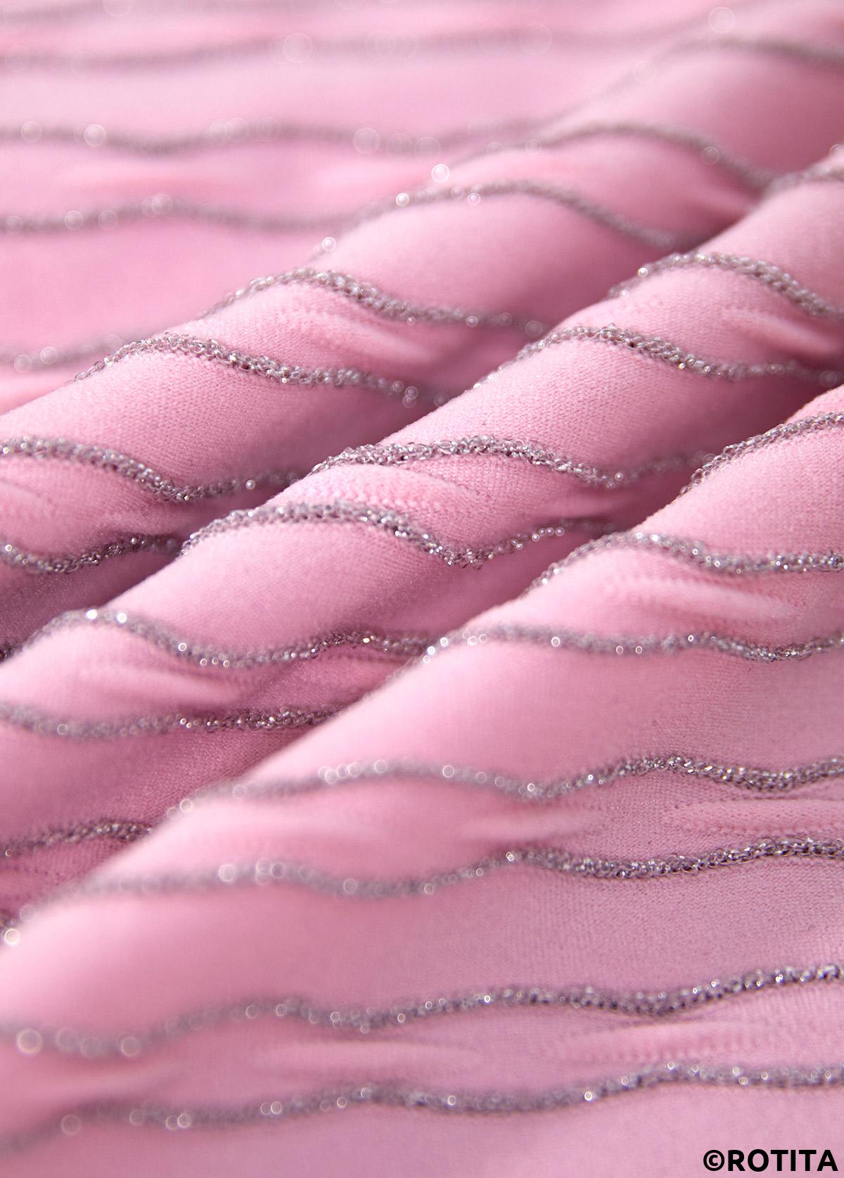 Light Pink swimwear,Contrast Color swimwear,ROTITA Jacquard Light Pink Mid Waisted Tankini Set