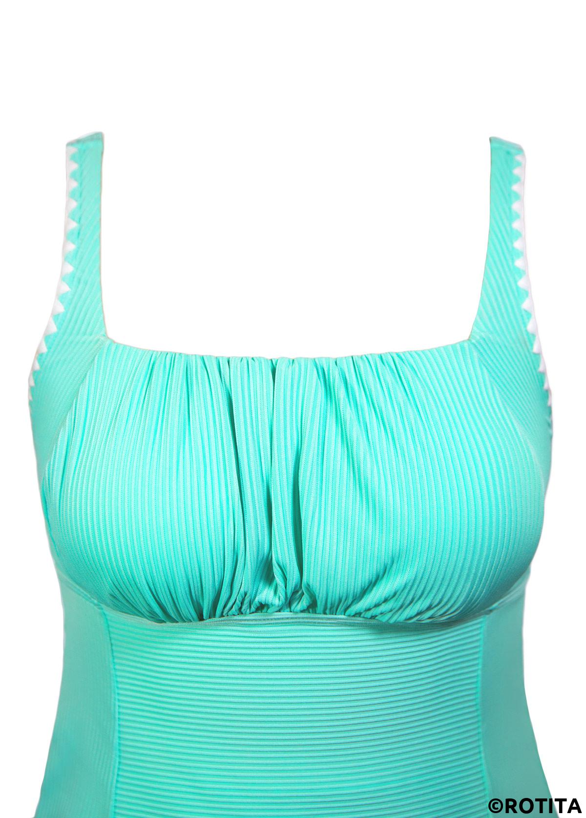 Cyan swimwear,Floral swimwear,Plants swimwear,ROTITA Cyan Floral Print Mid Waisted Tankini Set