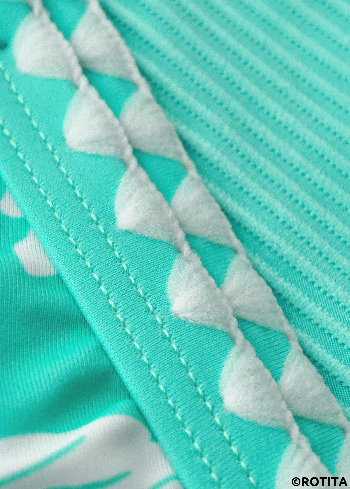 Cyan swimwear,Floral swimwear,Plants swimwear,ROTITA Cyan Floral Print Mid Waisted Tankini Set