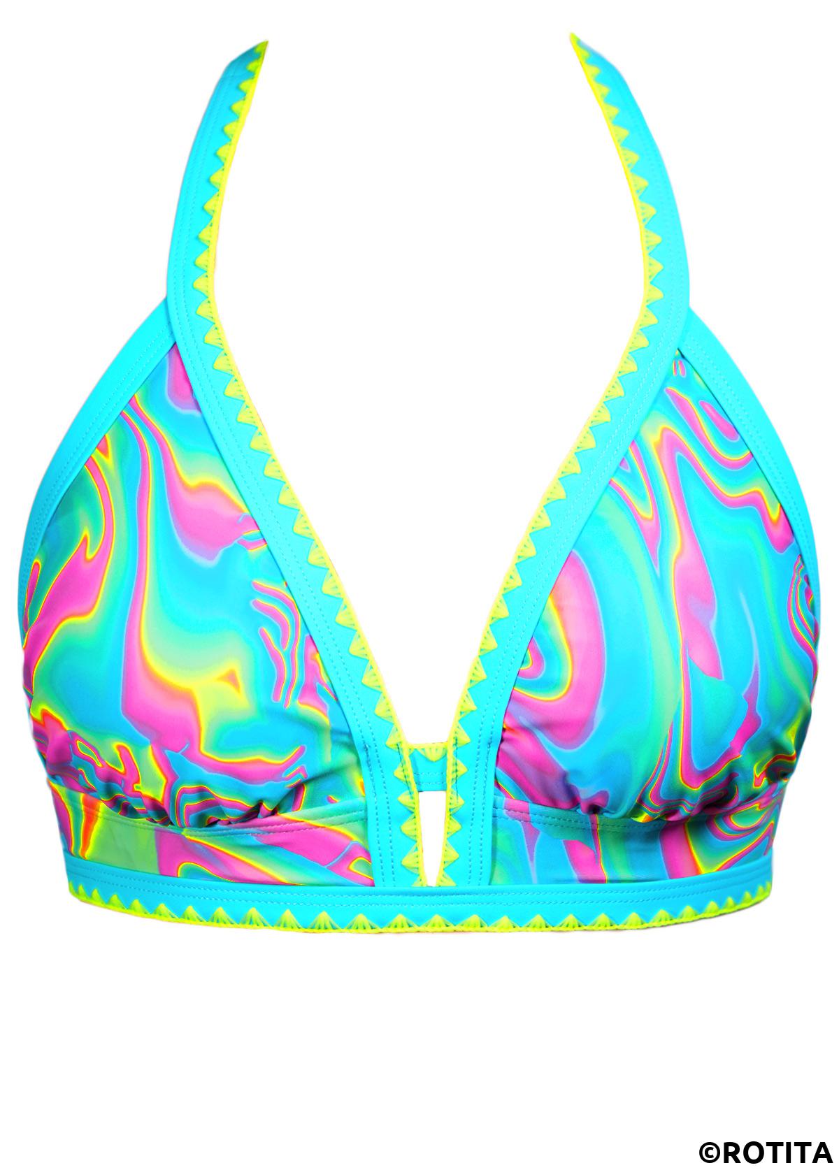 Multi Color swimwear,Ombre swimwear,ROTITA Two Piece Multi Color Ombre Mid Waisted Bikini Set