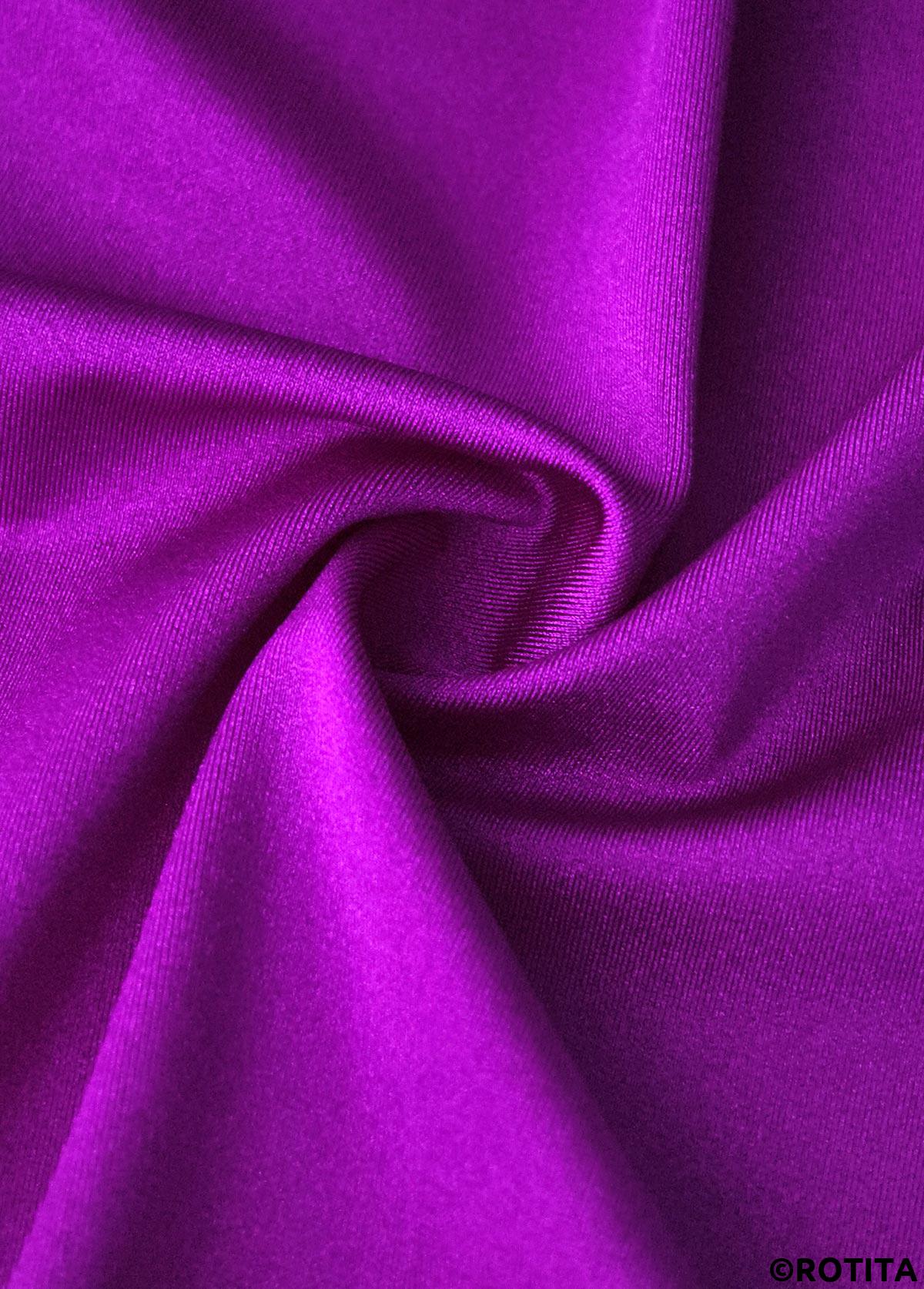 Purple swimwear,Plain Color swimwear,ROTITA V-Neck Twist Purple One Piece Swimdress