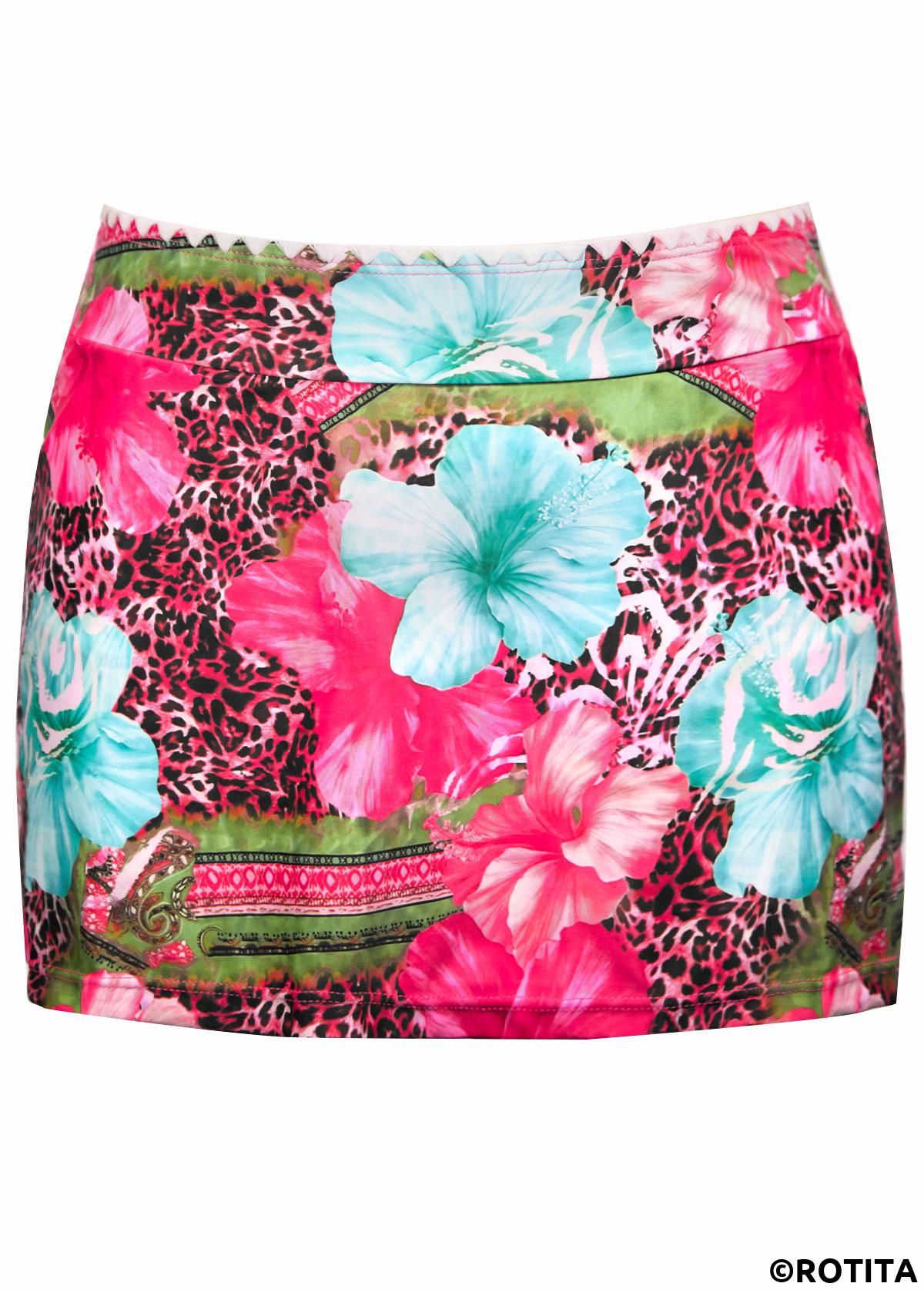 Hot Pink swimwear,Floral swimwear,Plants swimwear,ROTITA Contrast Binding Hot Pink Floral Print Tankini Set