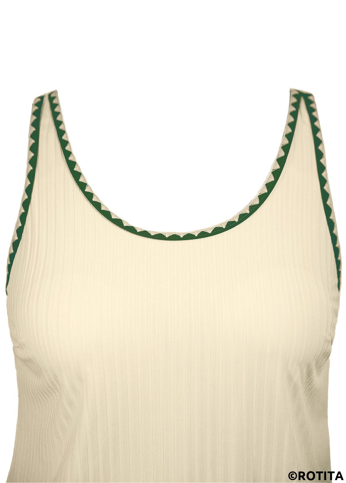 Beige swimwear,Plants swimwear,ROTITA Beige Tropical Plants Print Mid Waisted Tankini Set