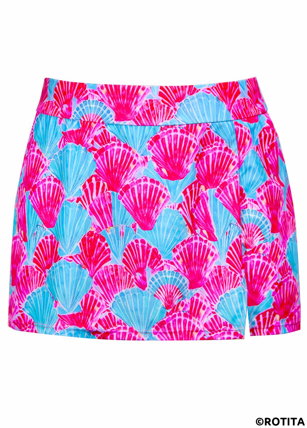 Hot Pink swimwear,Animal Print swimwear,ROTITA Hot Pink Marine Life Print Mid Waisted Tankini Set