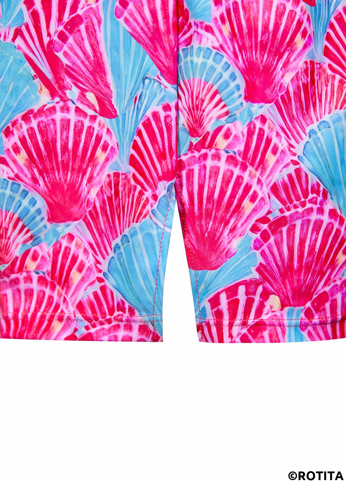 Hot Pink swimwear,Animal Print swimwear,ROTITA Hot Pink Marine Life Print Mid Waisted Tankini Set