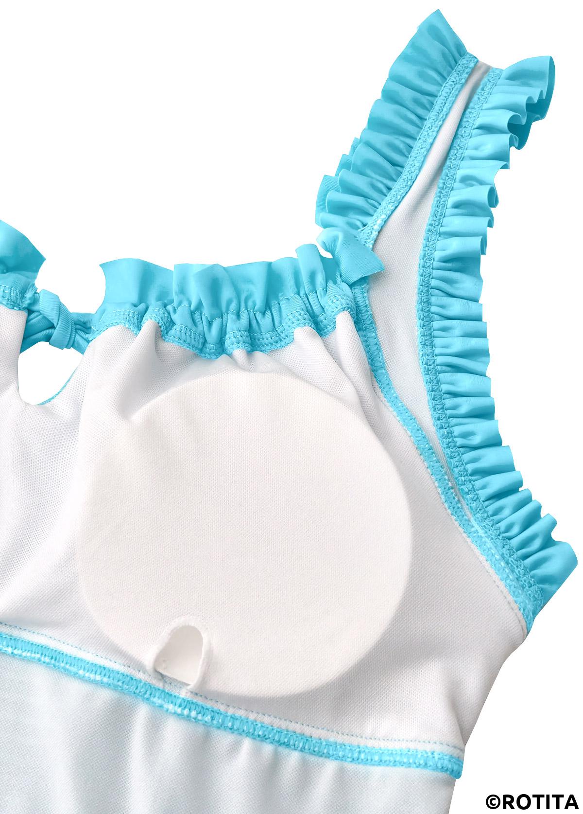 Cyan swimwear,Plants swimwear,ROTITA Cyan Tropical Plants Print Mid Waisted Tankini Set