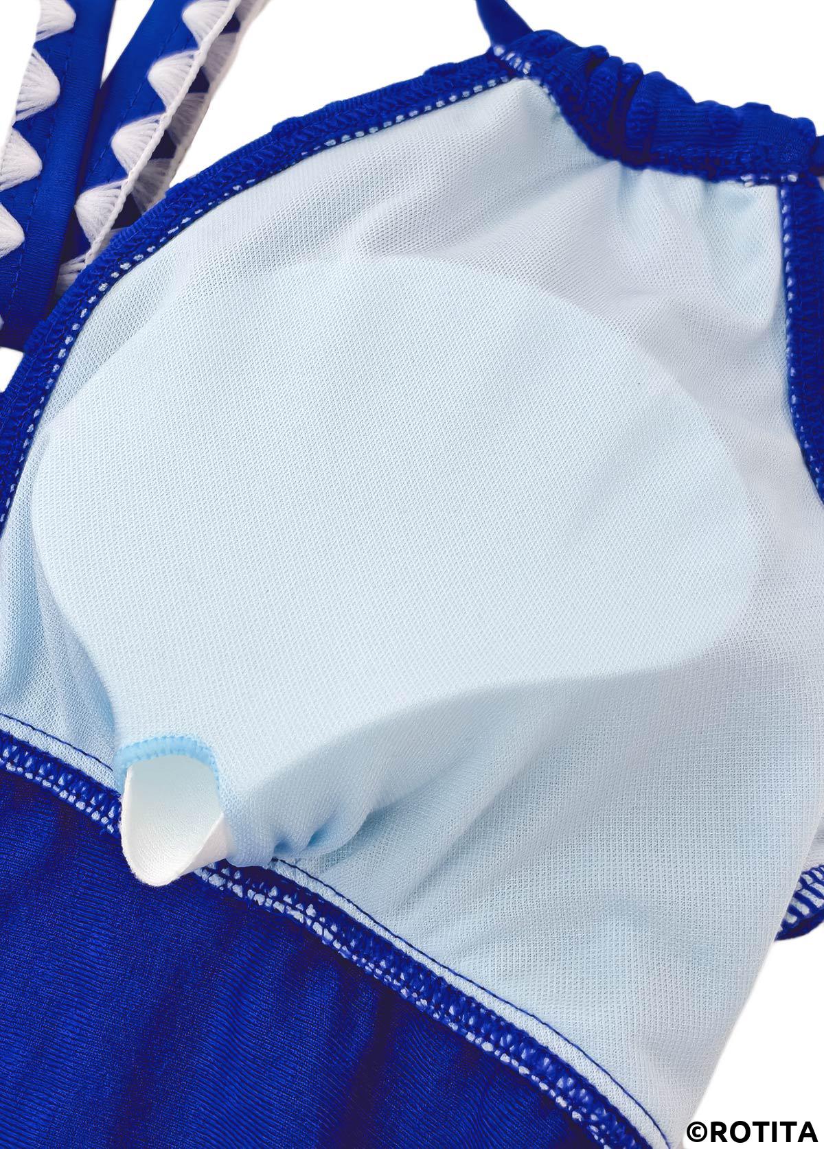 Royal Blue swimwear,Plants swimwear,ROTITA Royal Blue Tropical Plants Print Mid Waisted Tankini Set