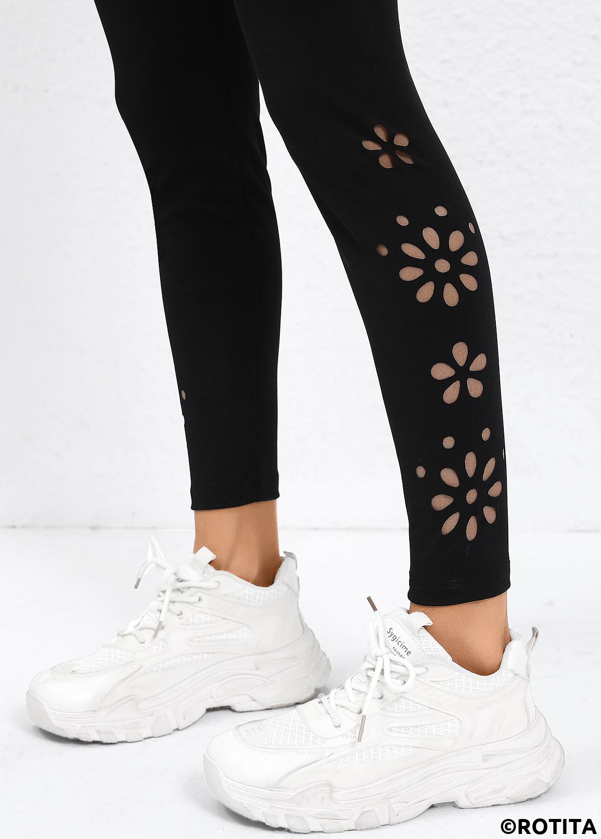 Black bottoms,Plain Color bottoms,Black High Waisted Elastic Waist Ankle Length Leggings