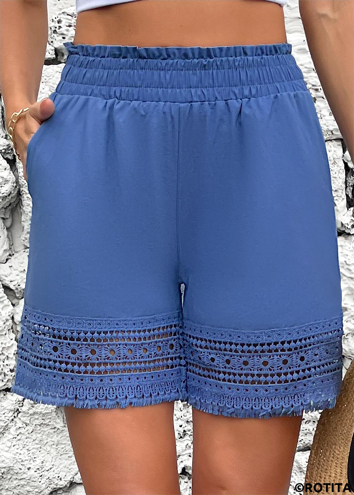 Denim Blue swimwear,Plain Color swimwear,Denim Blue High Waisted Cover Up