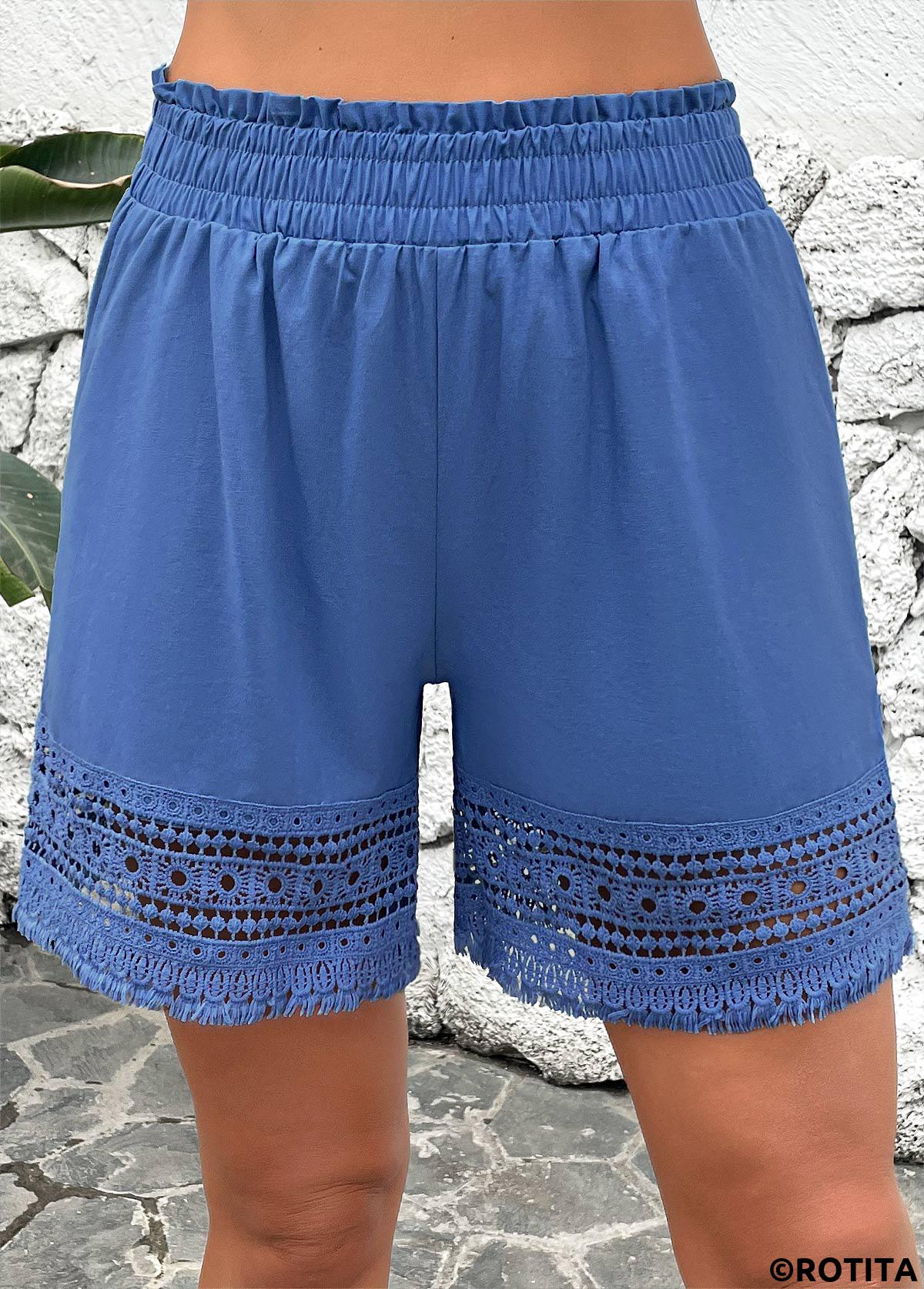 Denim Blue swimwear,Plain Color swimwear,Denim Blue High Waisted Cover Up