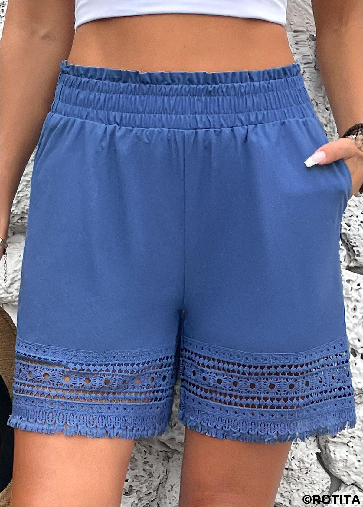 Denim Blue swimwear,Plain Color swimwear,Denim Blue High Waisted Cover Up