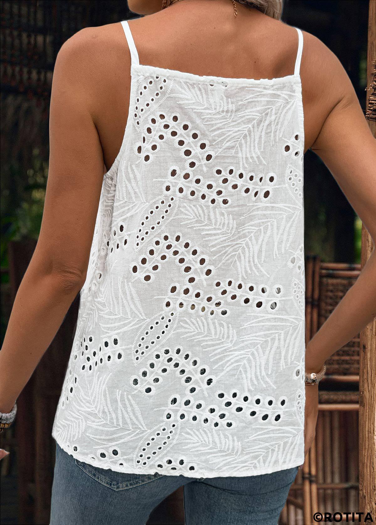 White tops,Plain Color tops,ROTITA White V Neck Strappy Camisole Top
