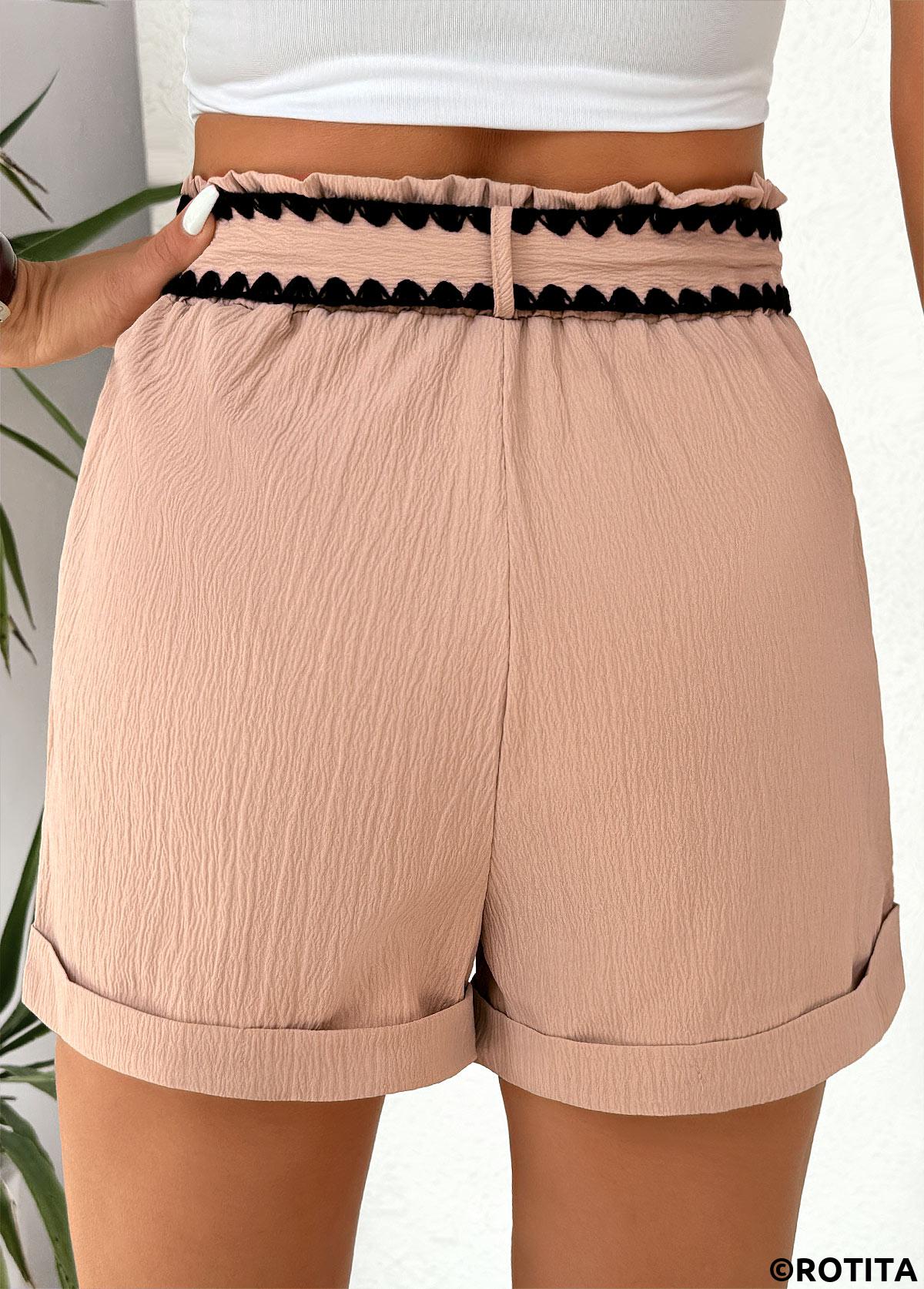 short taille haute élastique couleur café clair