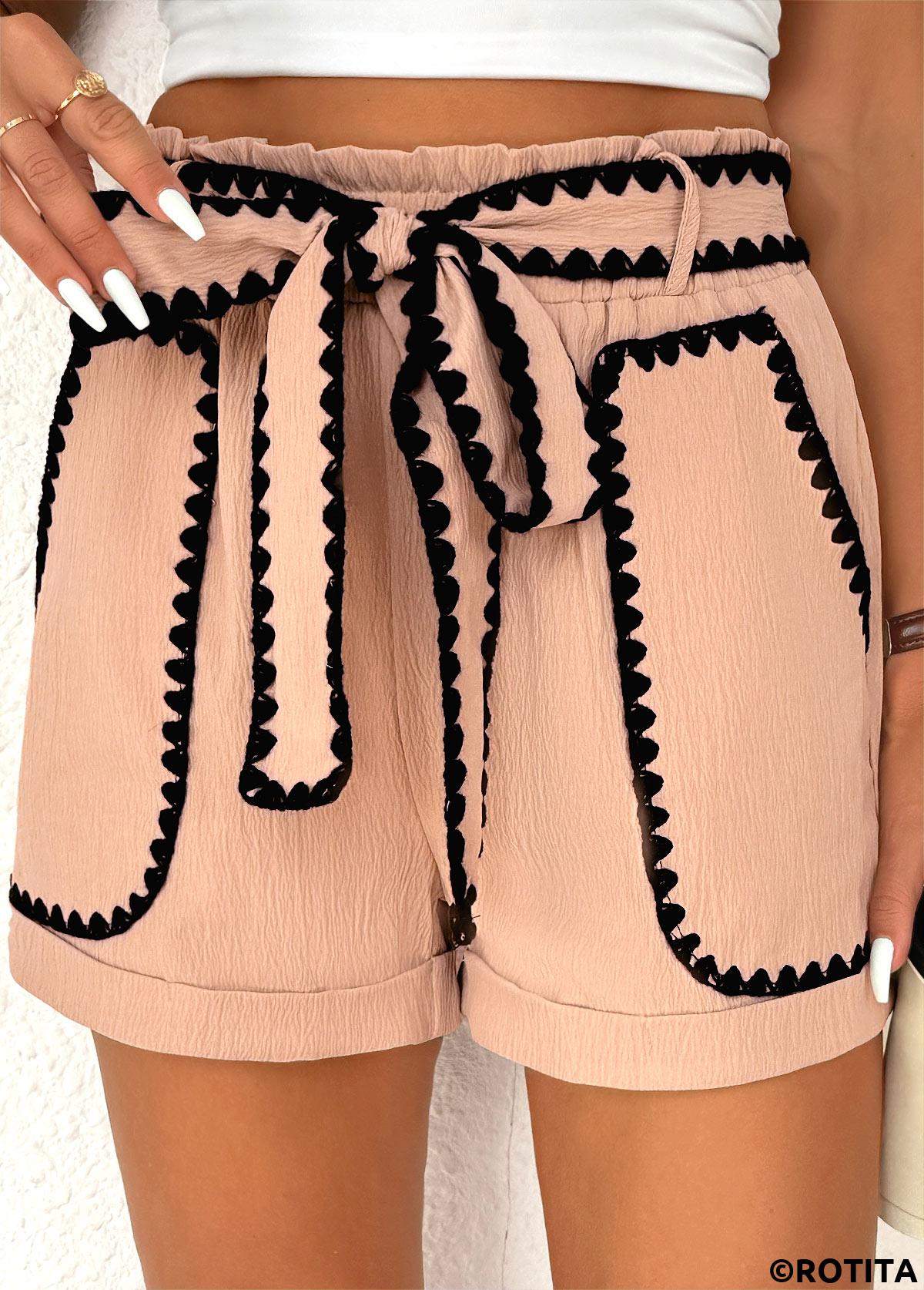 short taille haute élastique couleur café clair