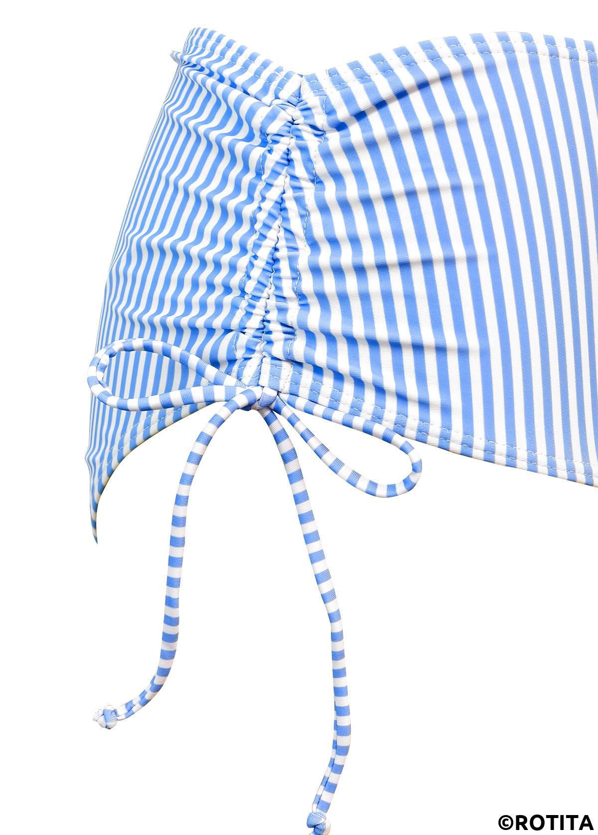 Blue swimwear,Striped swimwear,Geometric swimwear,ROTITA Blue Striped Mid Waisted Tankini Set