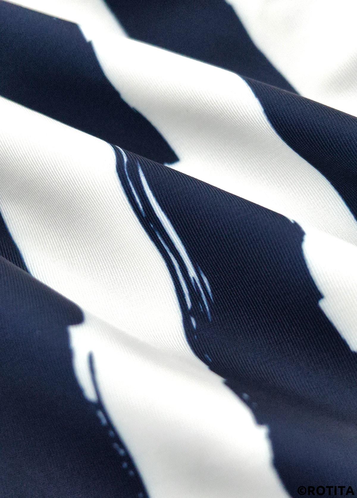 Navy swimwear,Striped swimwear,Geometric swimwear,ROTITA Tie Navy Striped Mid Waisted Tankini Set