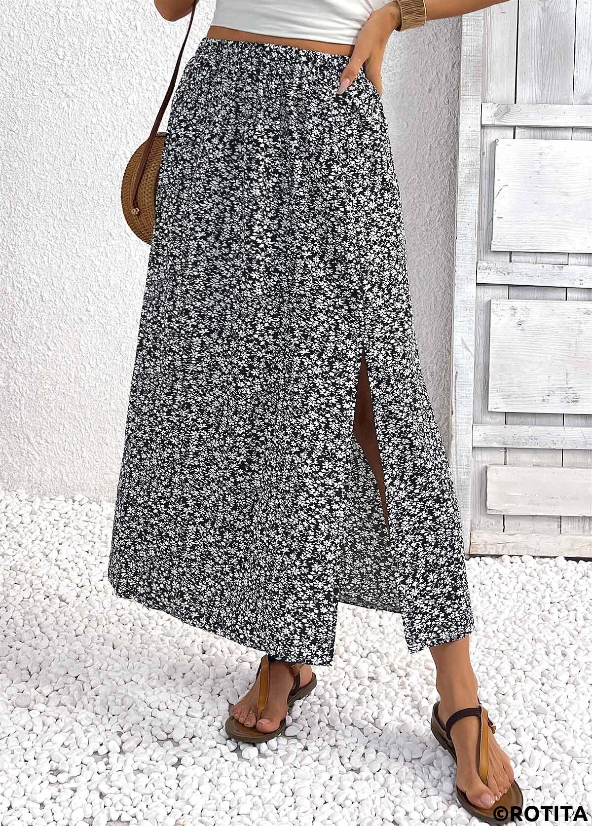 Black bottoms,Other bottoms,Black Maxi Elastic Waist A Line Skirt