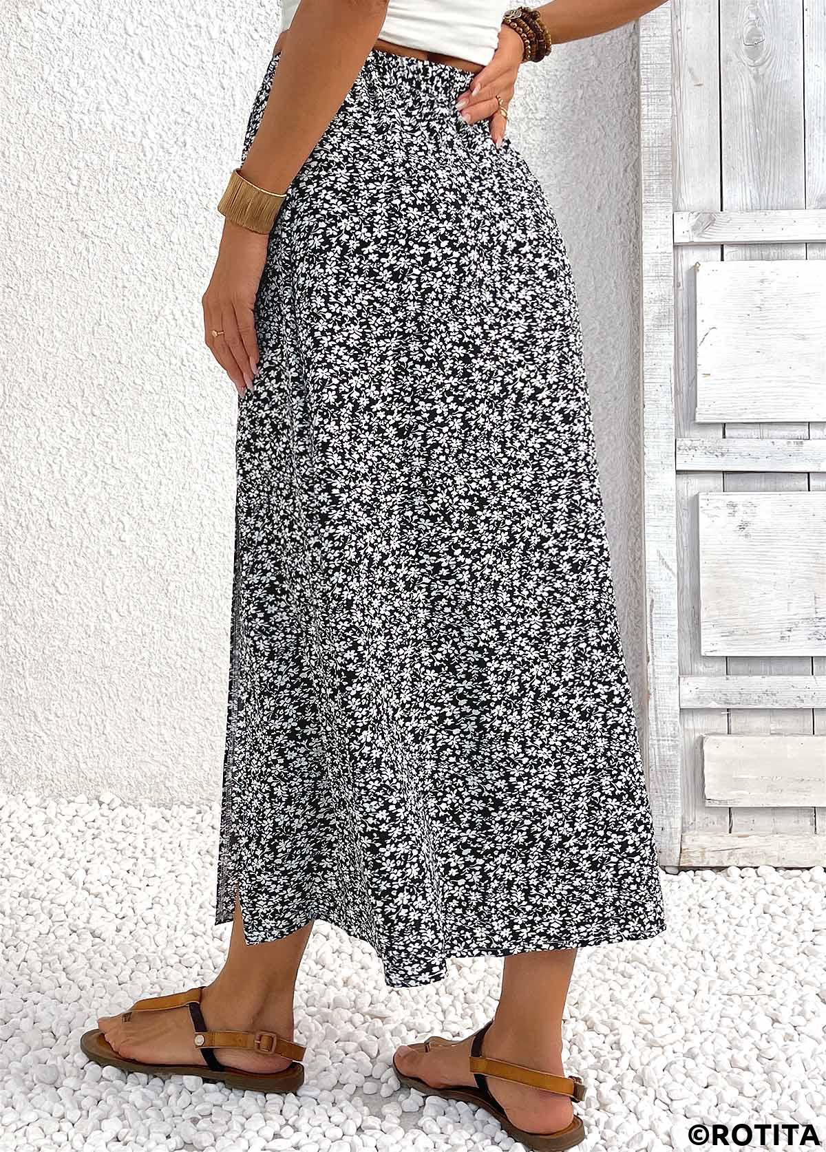 Black bottoms,Other bottoms,Black Maxi Elastic Waist A Line Skirt