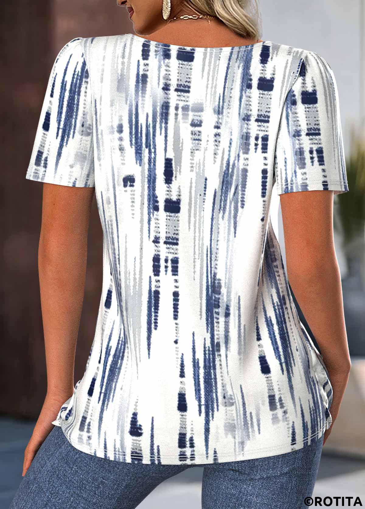 White plus size,Tie Dye plus size,ROTITA Plus Size White Tie Dye Print T Shirt