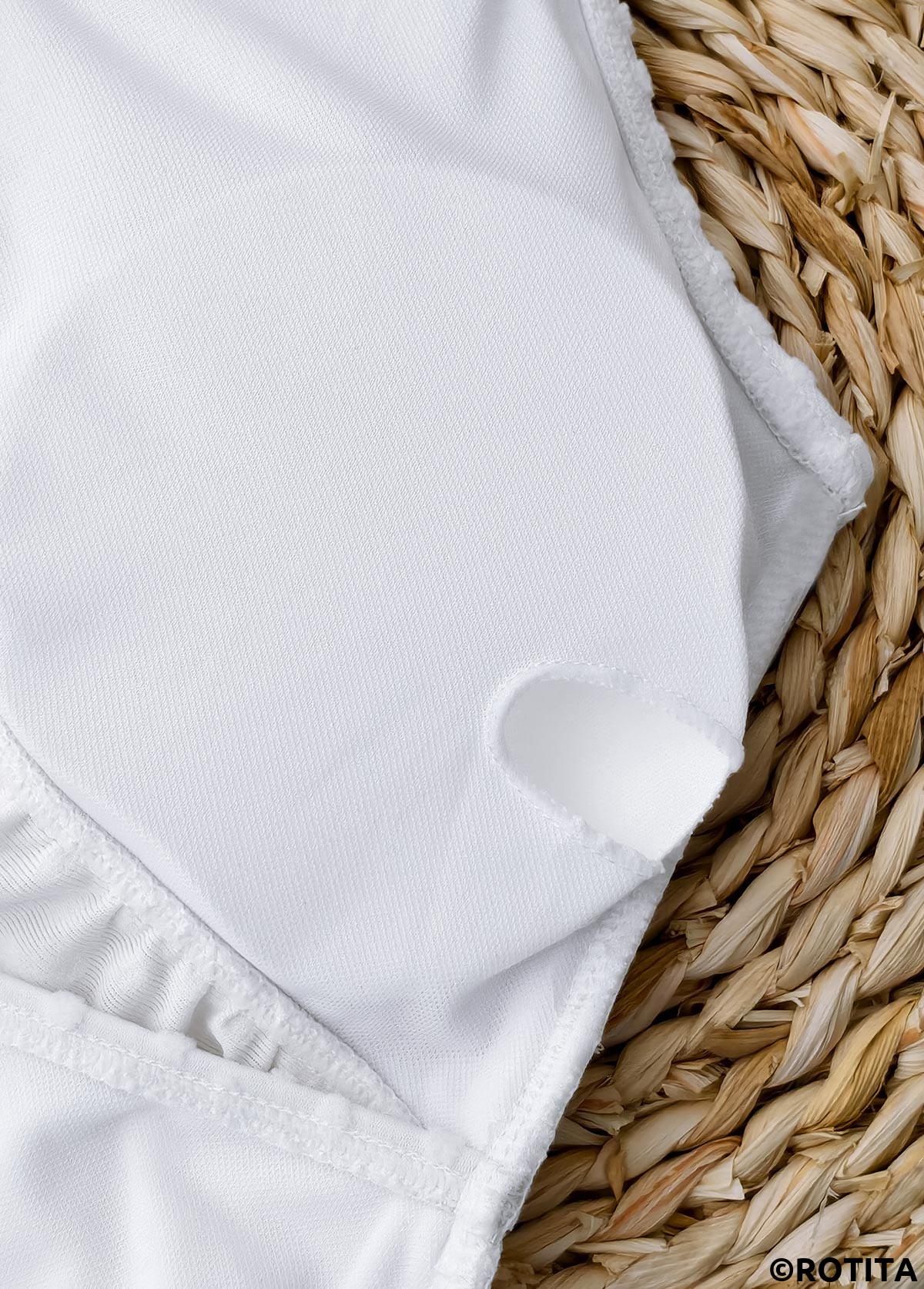 White swimwear,Plain Color swimwear,ROTITA White Ruched Detail One Piece Swimwear
