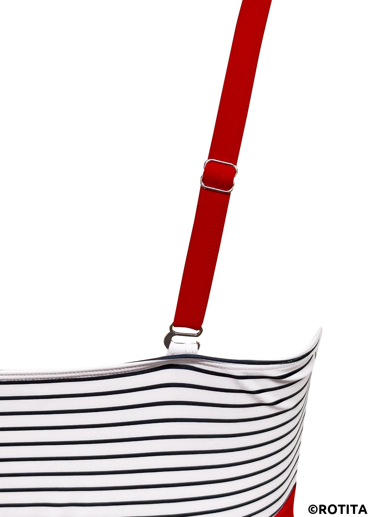 Red swimwear,Striped swimwear,Geometric swimwear,ROTITA Red Striped V-Neck One Piece Swimwear