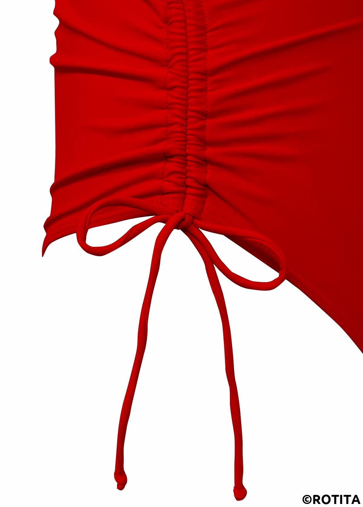 Red swimwear,Striped swimwear,Geometric swimwear,ROTITA Red Striped V-Neck One Piece Swimwear