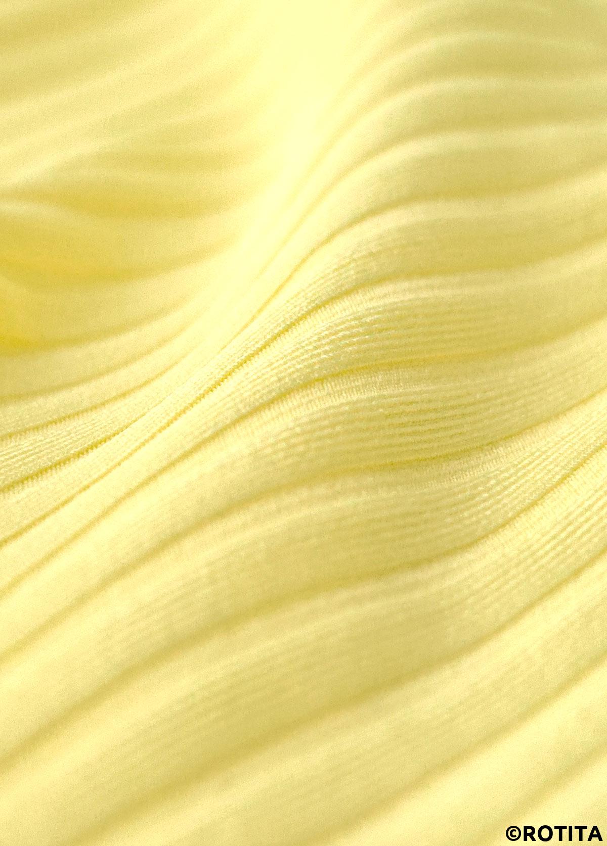 Light Yellow swimwear,Plants swimwear,ROTITA Light Yellow Tropical Plants Print Mid Waisted Tankini Set