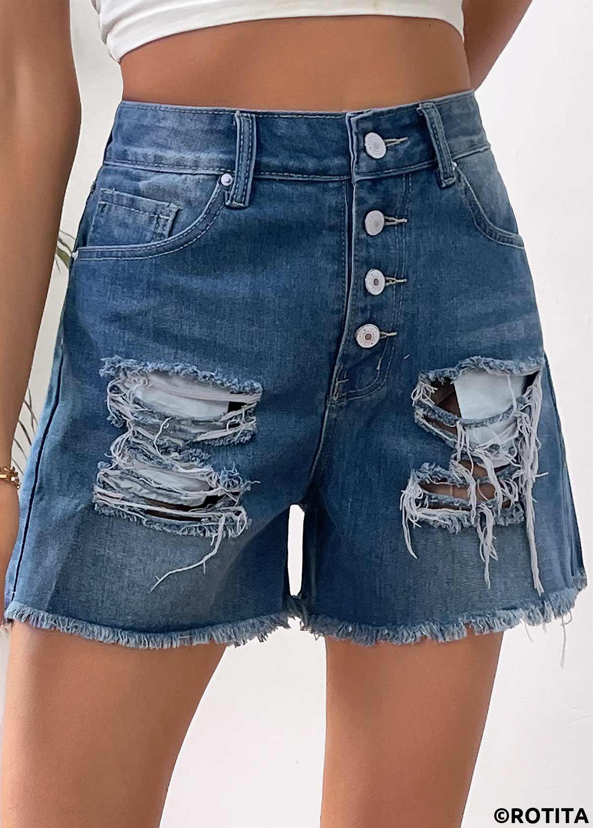 Denim Blue bottoms,Flag bottoms,American Flag Denim Blue Straight Leg Button Fly Shorts