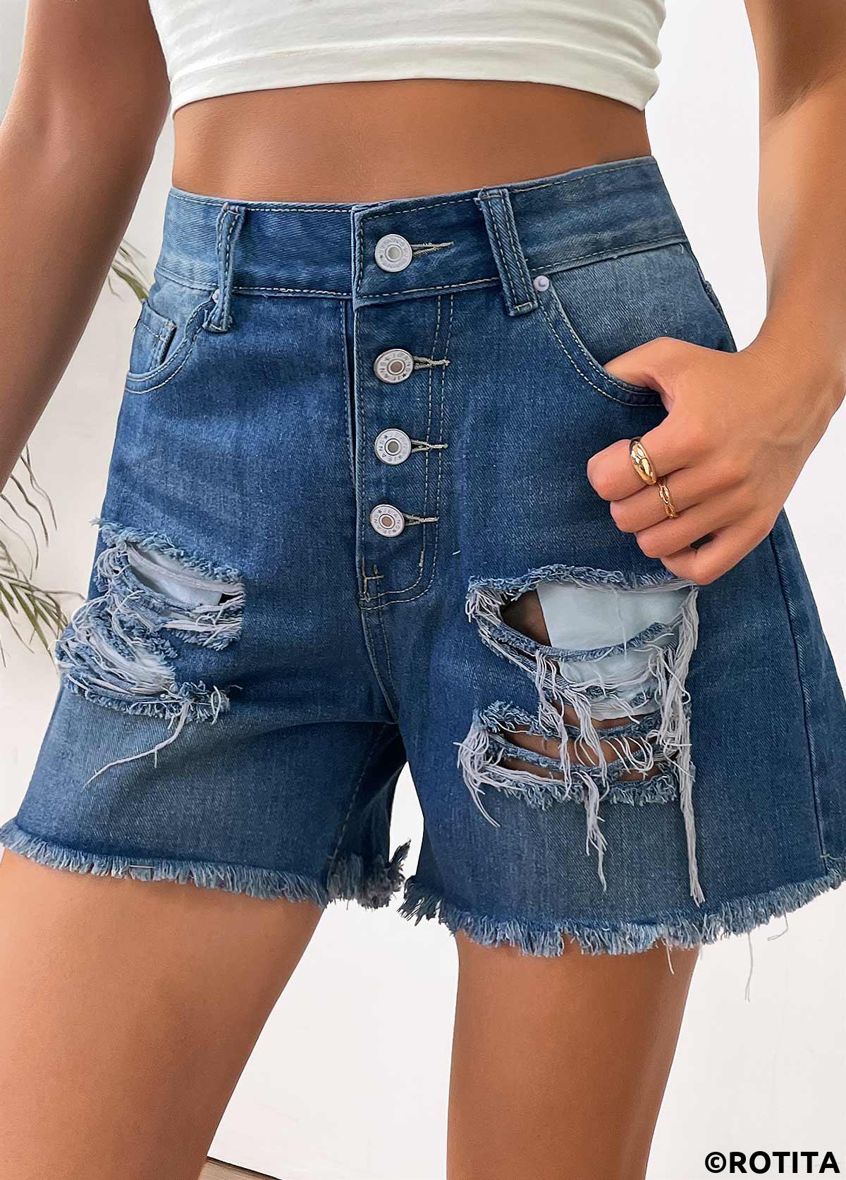 Denim Blue bottoms,Flag bottoms,American Flag Denim Blue Straight Leg Button Fly Shorts
