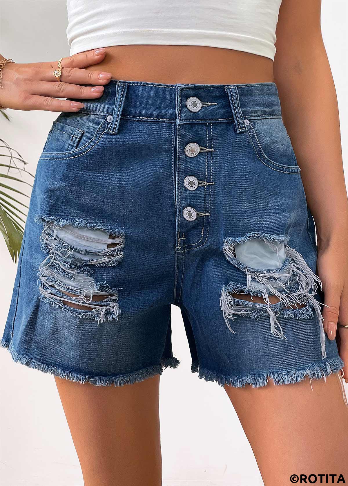 Denim Blue bottoms,Flag bottoms,American Flag Denim Blue Straight Leg Button Fly Shorts